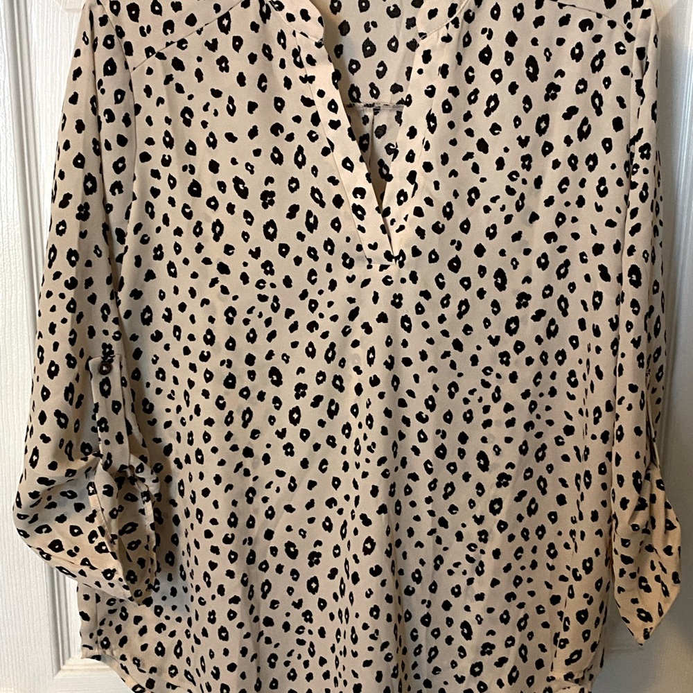 Beige and Black leopard print Blouse
